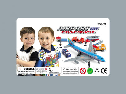 57-Piece Kids Airport Playset: Planes, Vehicles, and Accessories