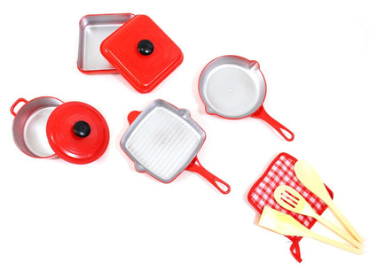 Kids Kitchen Cookware Playset - Pretend Cooking Utensils and Pots for Role Play