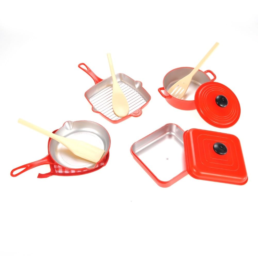 Kids Kitchen Cookware Playset - Pretend Cooking Utensils and Pots for Role Play