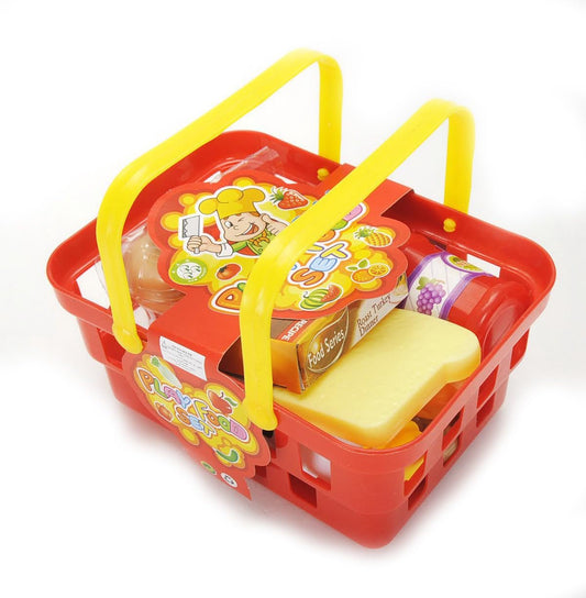 10-Piece Pretend Breakfast & Lunch Food Set with Basket for Kids