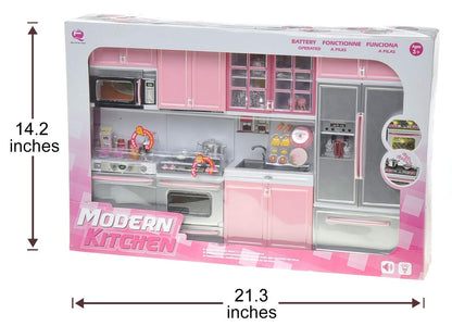 Battery-Powered Modern Kitchen Playset - Interactive Toy Kitchen for Kids