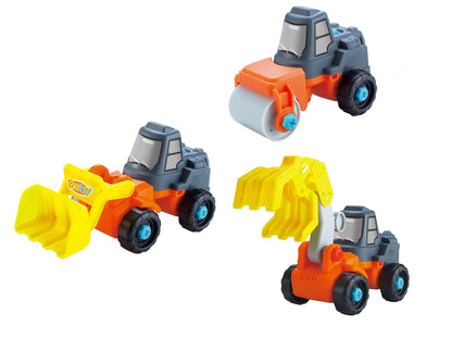 Dusky Shark 3-in-1 Take-A-Part Construction Toy Truck with Power Tool - Bulldozer, Excavator, Roller