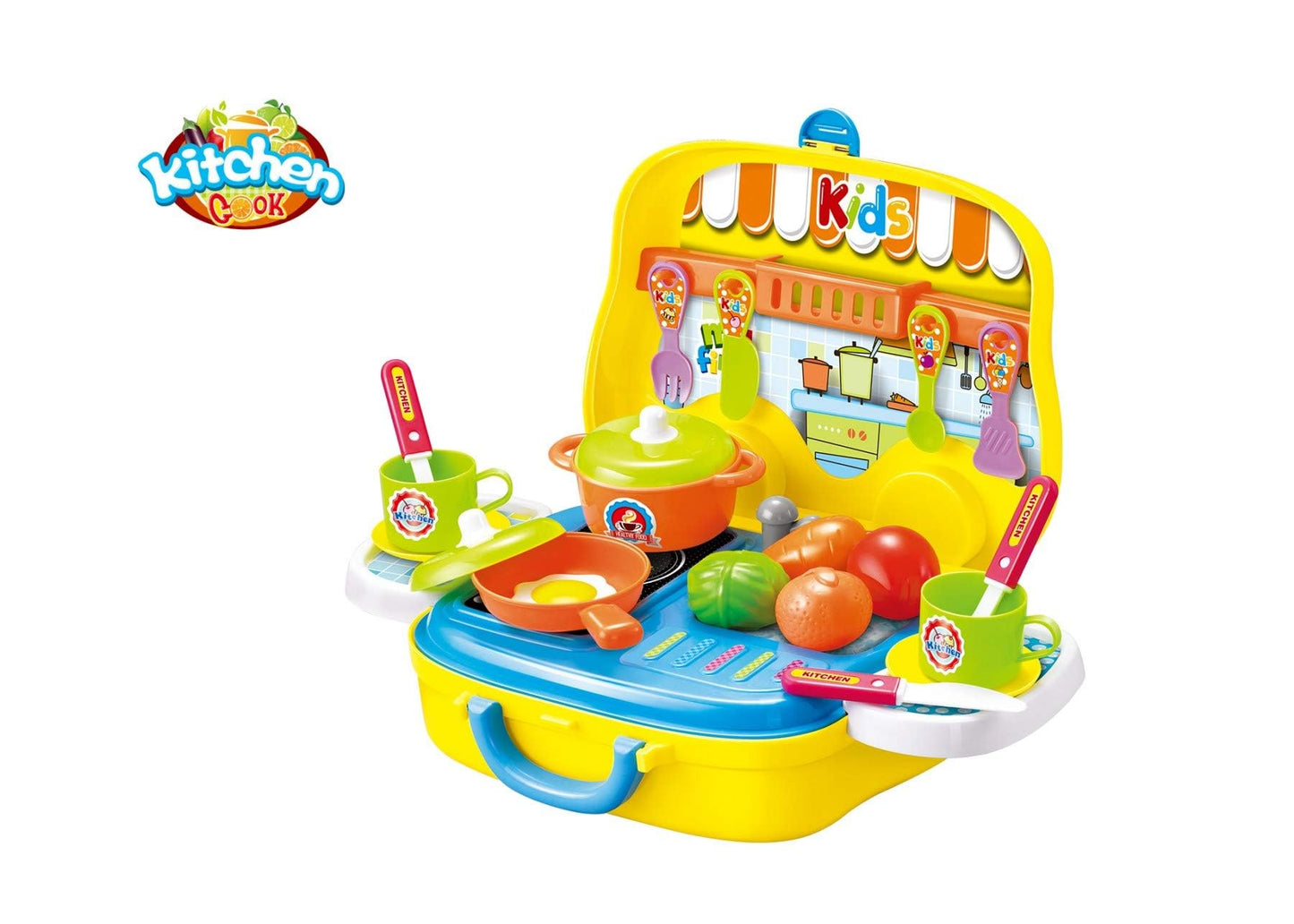 Portable 24-Piece Kitchen Playset for Kids with Accessories