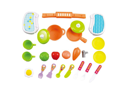 Portable 24-Piece Kitchen Playset for Kids with Accessories