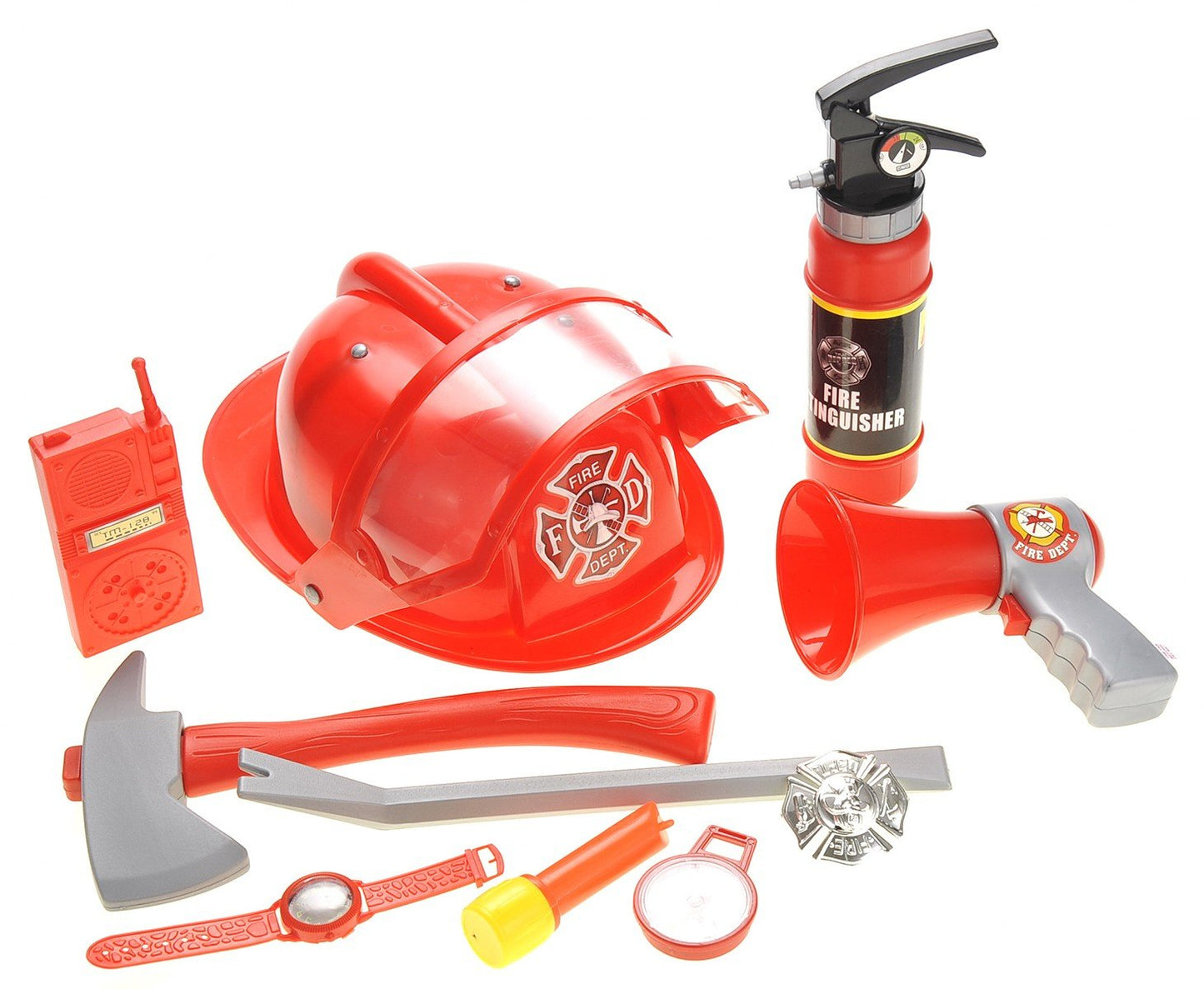 Kids Fireman Gear Play Set with Helmet and Accessories - Pretend Play Costume