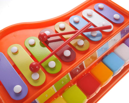 2-in-1 Xylophone & Piano Toy with Music Sheet Songbook for Kids