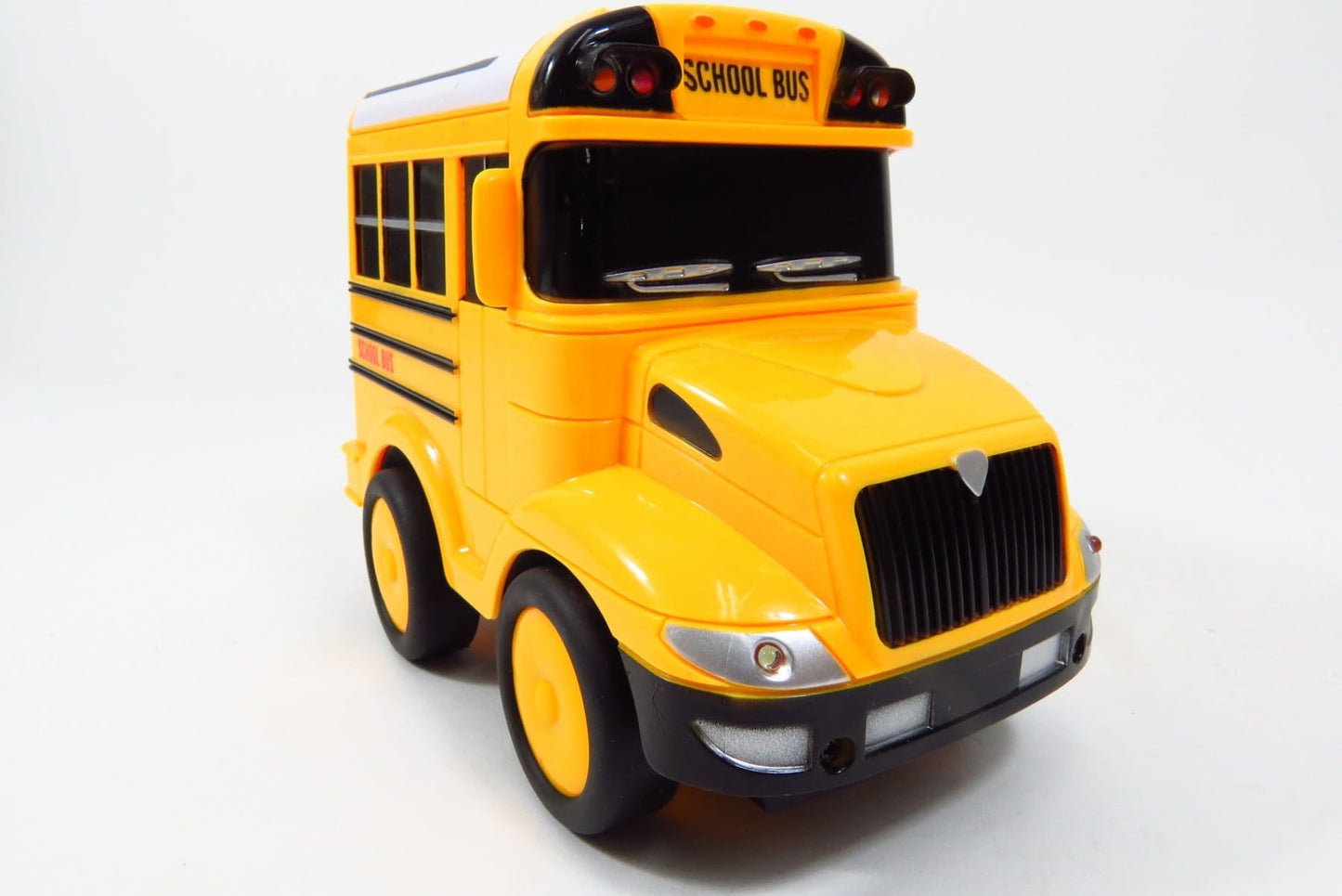 Dusky Shark RC School Bus Toy for Kids with Steering Wheel Remote, Lights, and Sounds