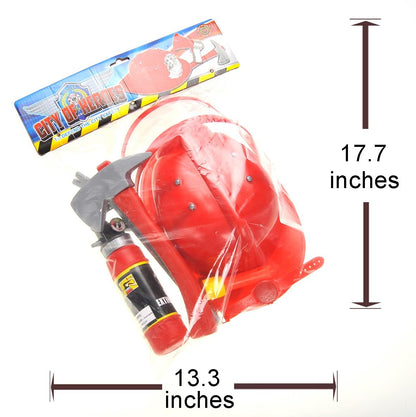 Kids Fireman Gear Play Set with Helmet and Accessories - Pretend Play Costume