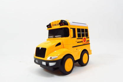 Dusky Shark RC School Bus Toy for Kids with Steering Wheel Remote, Lights, and Sounds