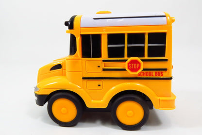 Dusky Shark RC School Bus Toy for Kids with Steering Wheel Remote, Lights, and Sounds