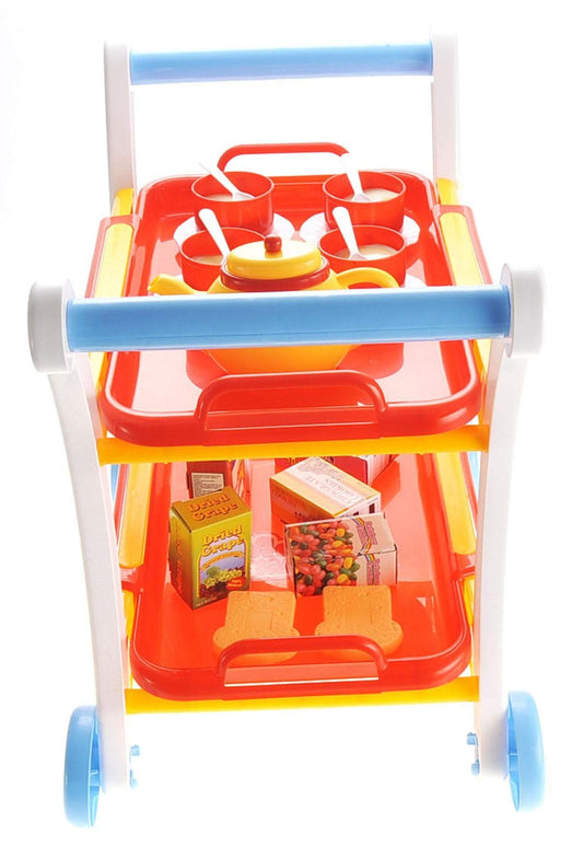 Tea Time Trolley Cart Pretend Play Set for Kids - Tea Party Toys and Accessories