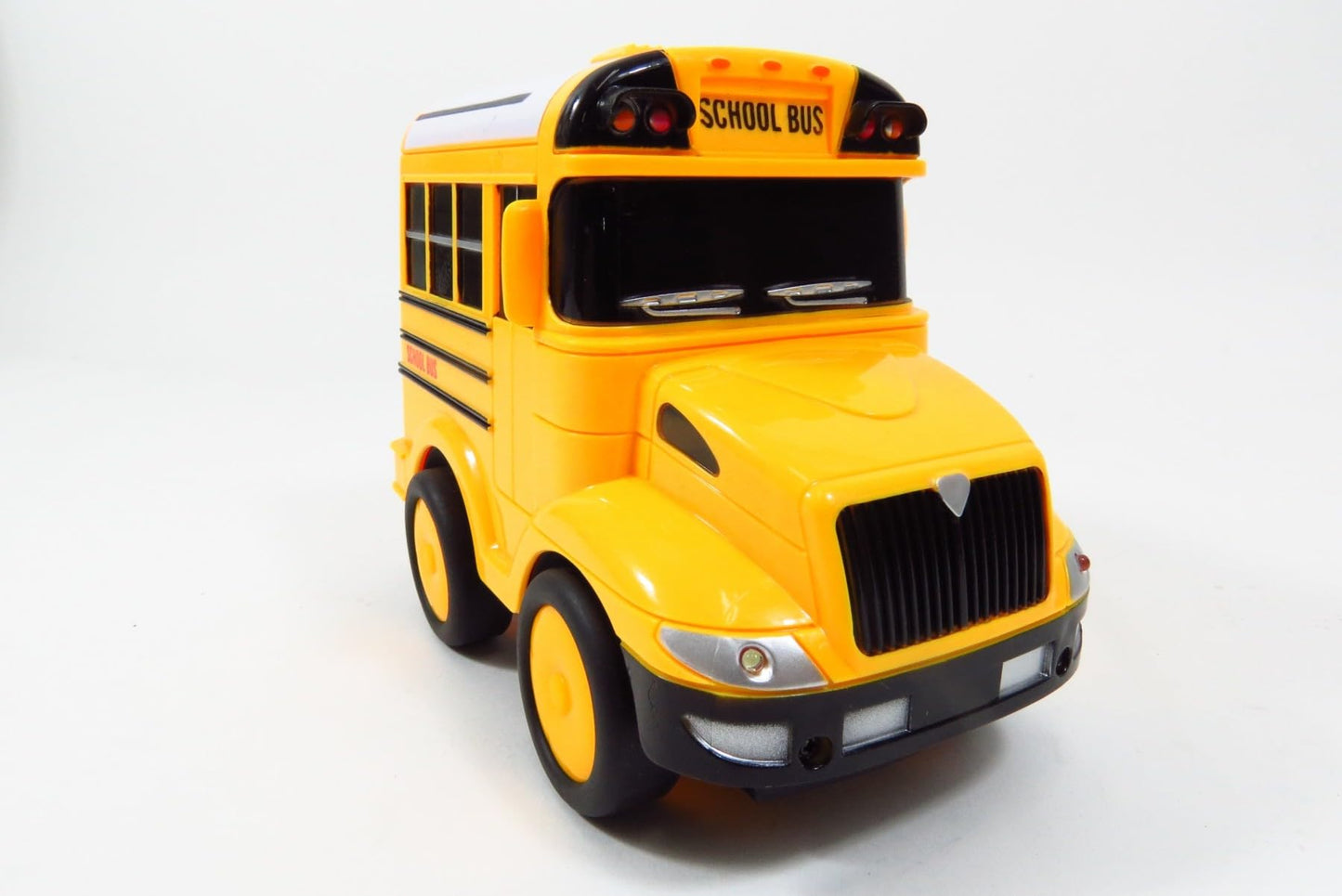 Dusky Shark RC School Bus Toy for Kids with Steering Wheel Remote, Lights, and Sounds