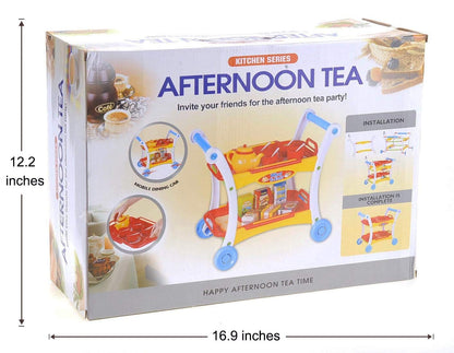 Tea Time Trolley Cart Pretend Play Set for Kids - Tea Party Toys and Accessories