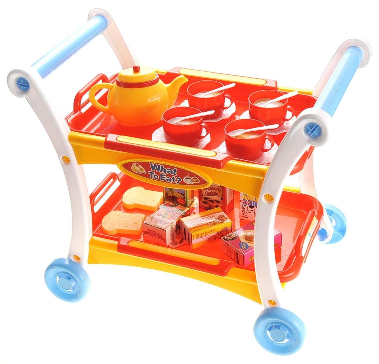 Tea Time Trolley Cart Pretend Play Set for Kids - Tea Party Toys and Accessories