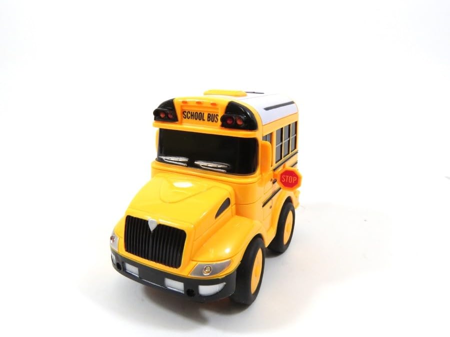 Dusky Shark RC School Bus Toy for Kids with Steering Wheel Remote, Lights, and Sounds