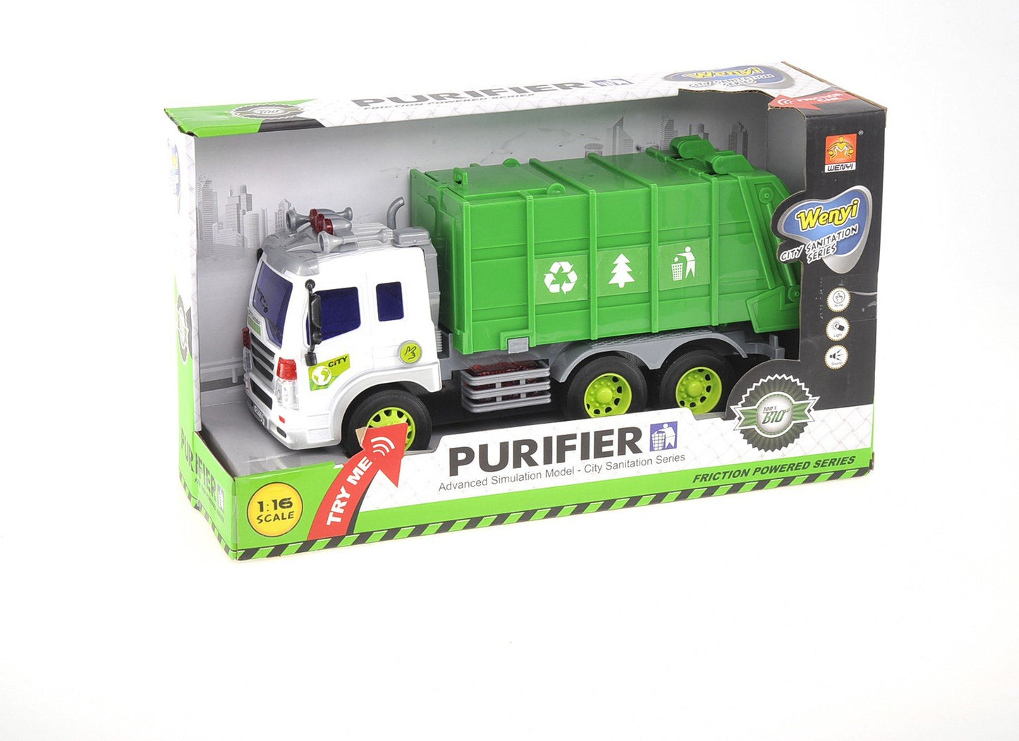 Dusky Shark Friction-Powered Garbage Truck with Lights and Sounds - Kids Toy Vehicle