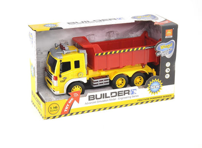 Dusky Shark Friction-Powered Dump Truck Toy with Lights and Sound - Kids Construction Vehicle