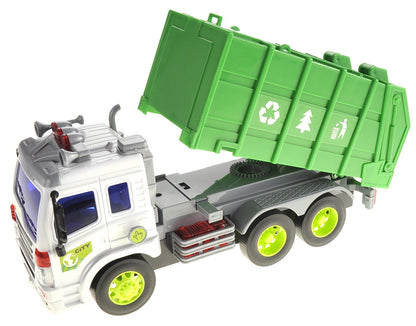 Dusky Shark Friction-Powered Garbage Truck with Lights and Sounds - Kids Toy Vehicle