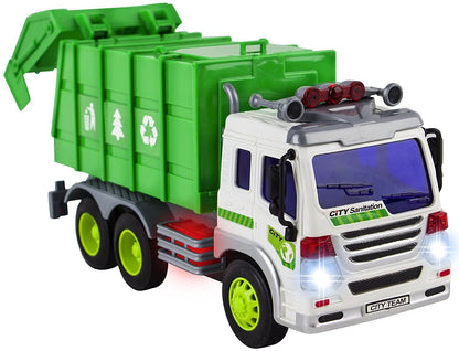 Dusky Shark Friction-Powered Garbage Truck with Lights and Sounds - Kids Toy Vehicle