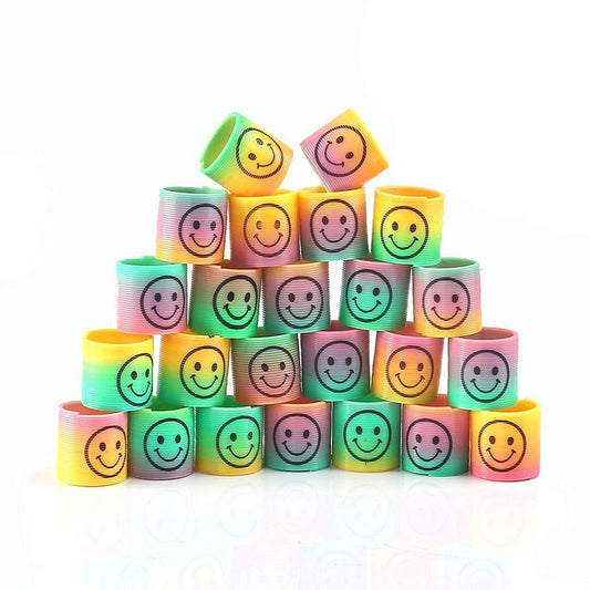 Dusky Shark Bucket of 72 Mini Rainbow Emoji Springs – Colorful Party Favors and Gifts for Kids