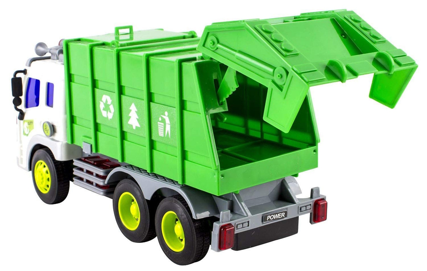 Dusky Shark Friction-Powered Garbage Truck with Lights and Sounds - Kids Toy Vehicle