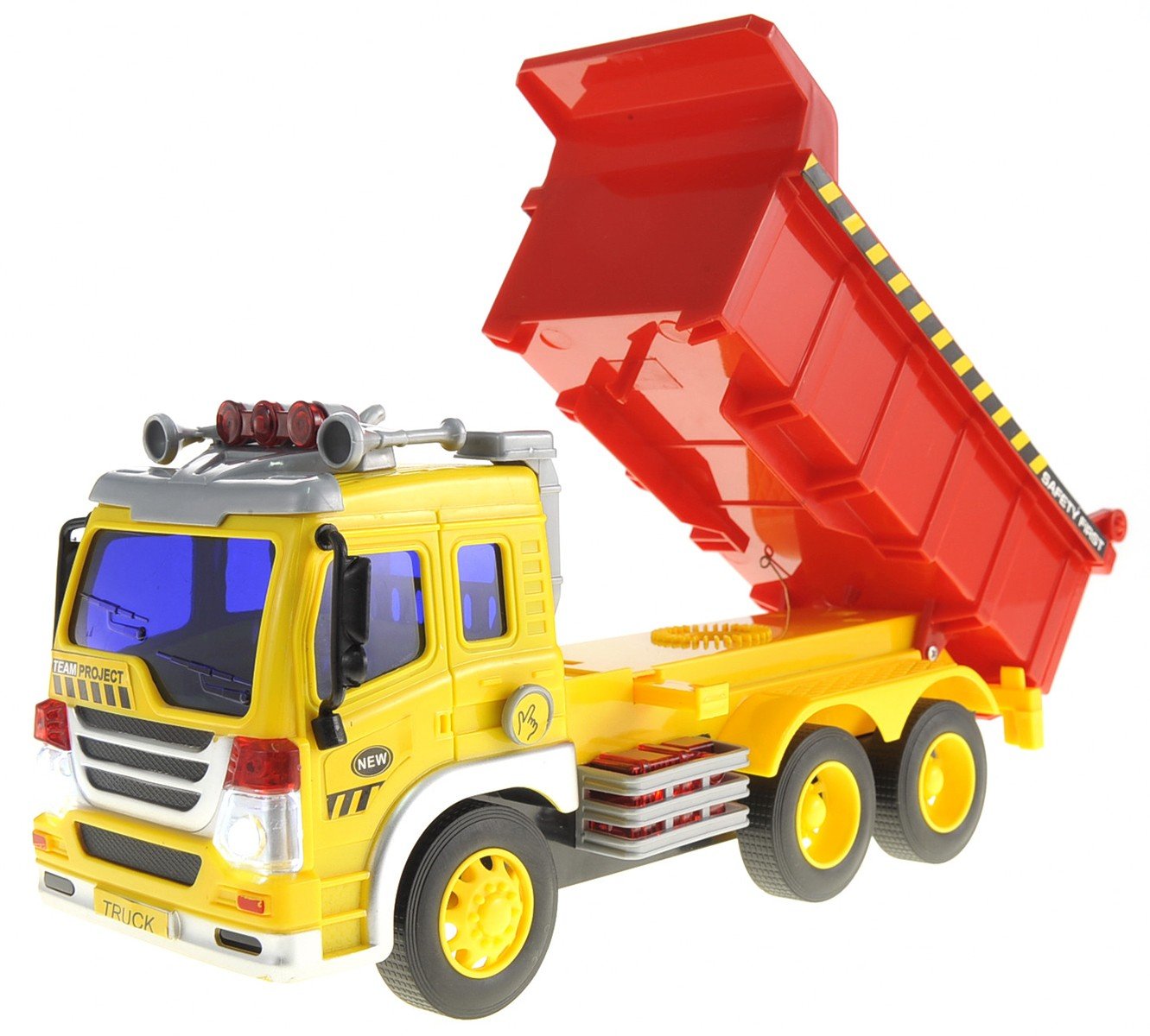 Dusky Shark Friction-Powered Dump Truck Toy with Lights and Sound - Kids Construction Vehicle