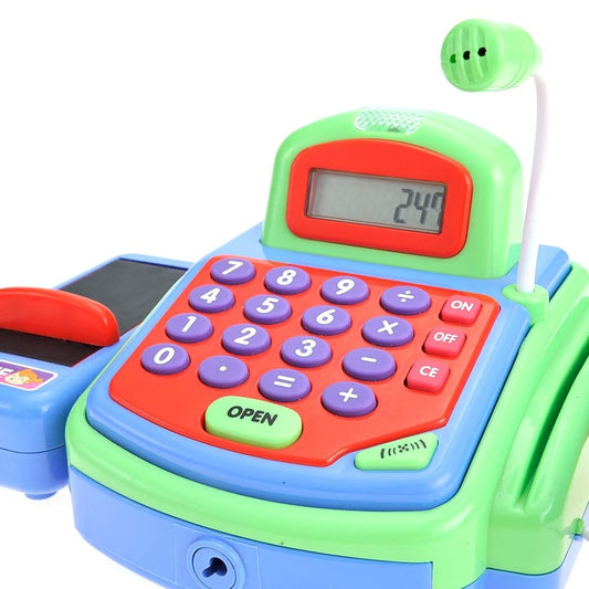 Electronic Pretend Play Cash Register Toy with Realistic Actions & Sounds – Green