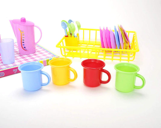 27-Piece Play Dishes Kitchen Set – Wash & Dry Tea Playset for Kids