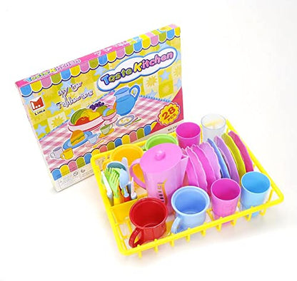 27-Piece Play Dishes Kitchen Set – Wash & Dry Tea Playset for Kids