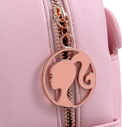 Loungefly Pink Doll Logo Rose Gold Chain strap Convertible Mini Backpack