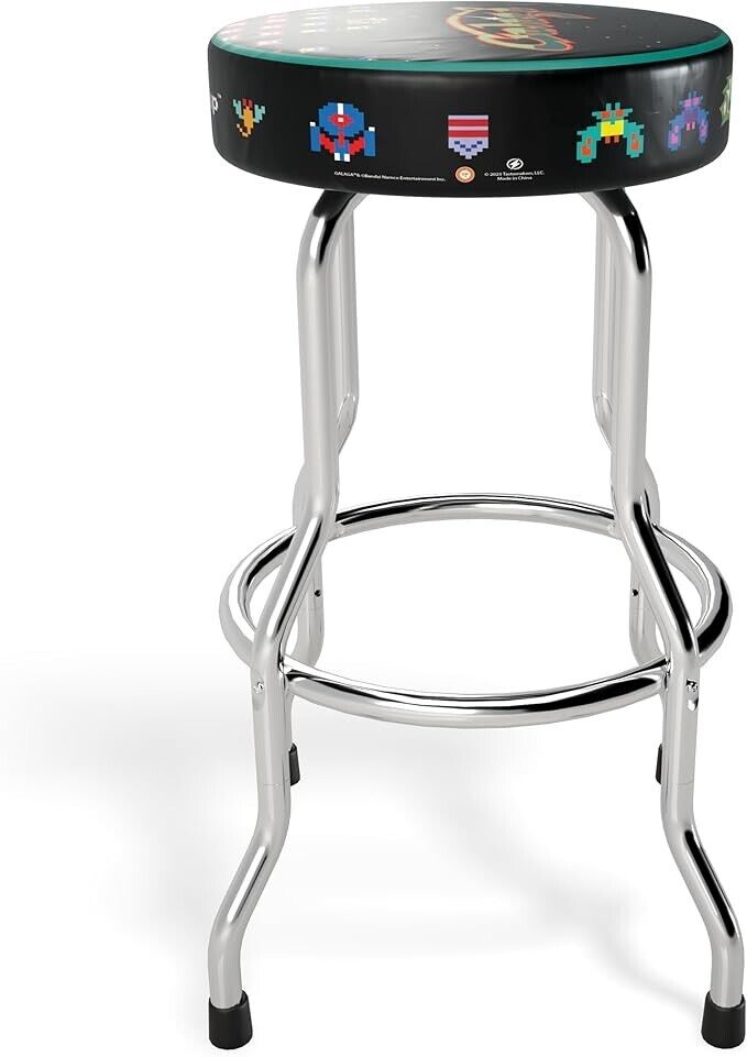 ARCADE1UP Adjustable Stool - Chrome-Plated Frame, Foam Padding