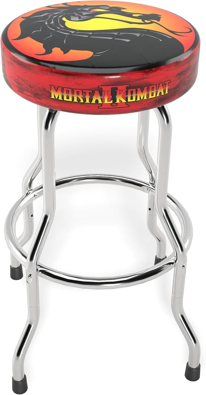 ARCADE1UP Adjustable Stool - Chrome-Plated Frame, Foam Padding