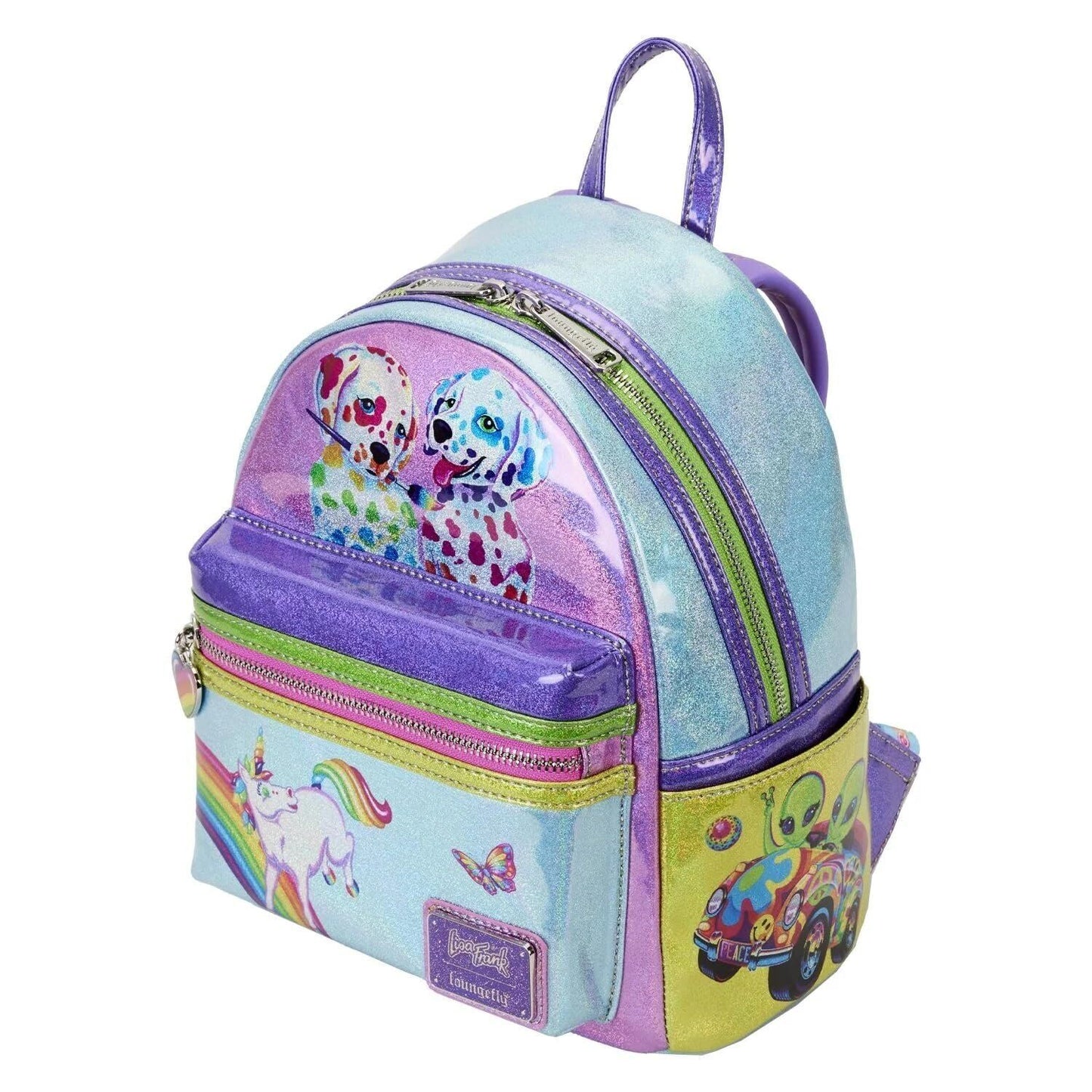 Loungefly Lisa Frank Color Block Mini Backpack Double Strap Shoulder Bag Purse