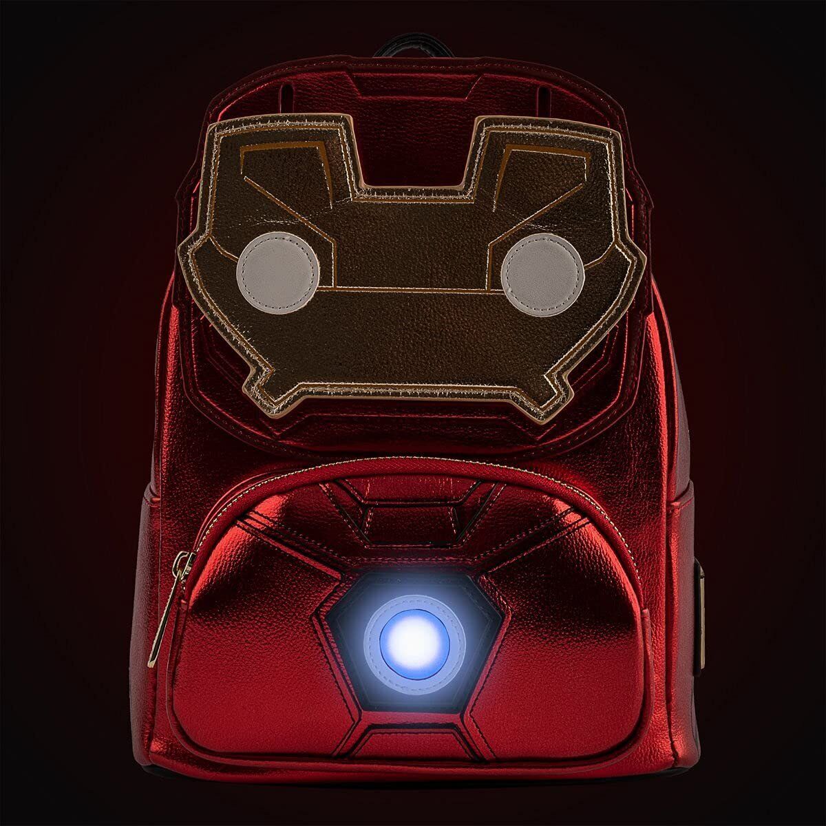 Loungefly x Marvel Iron Man Light Up Mini Backpack Metallic Leather