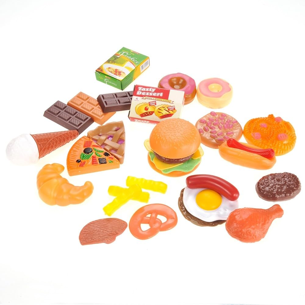 30-Piece Fast Food & Dessert Play Food Set for Kids