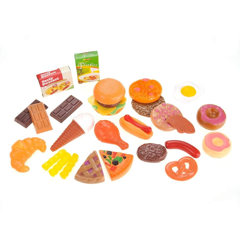 30-Piece Fast Food & Dessert Play Food Set for Kids