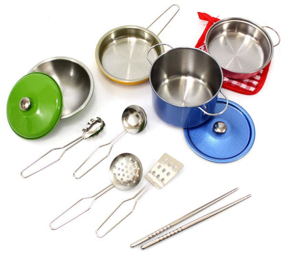 Metal Pots and Pans Kitchen Cookware Playset – Durable Toy for Kids