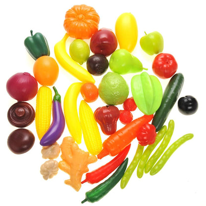 Fruits & Vegetables Shopping Basket Play Food Set – Grocery Toys for Kids