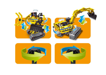 Dusky Shark STEM Building Blocks Construction Truck Kit (Excavator) – 301 Piece Educational Toy