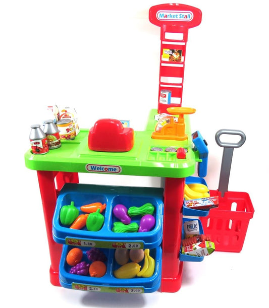 Supermarket Playset with Cash Register for Kids – Grocery Store Pretend Play Toy