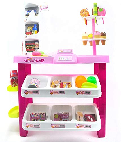 Dessert Shop 40-Piece Luxury Grocery Playset for Kids – Supermarket Role Play Toy