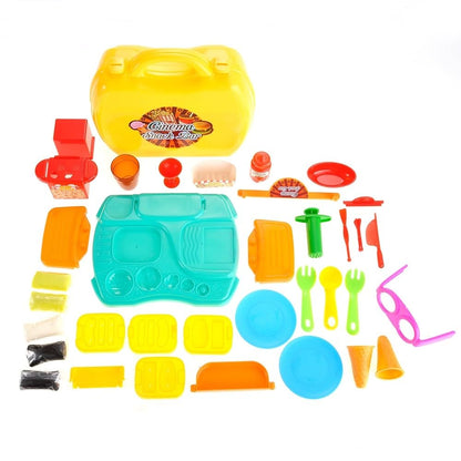 Portable Snack Bar Case Playset – 35-Piece Toy Food Set for Kids’ Fun