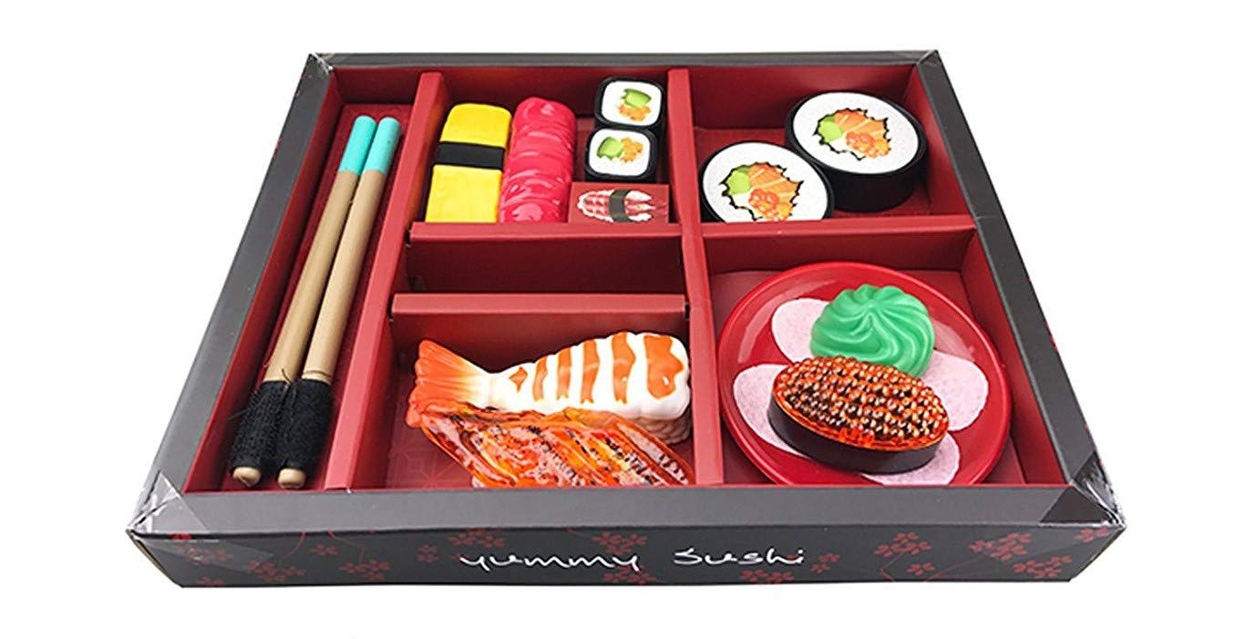 Japanese Sushi Dinner Bento Box Pretend Play Cutting Food Set - 21 Pieces