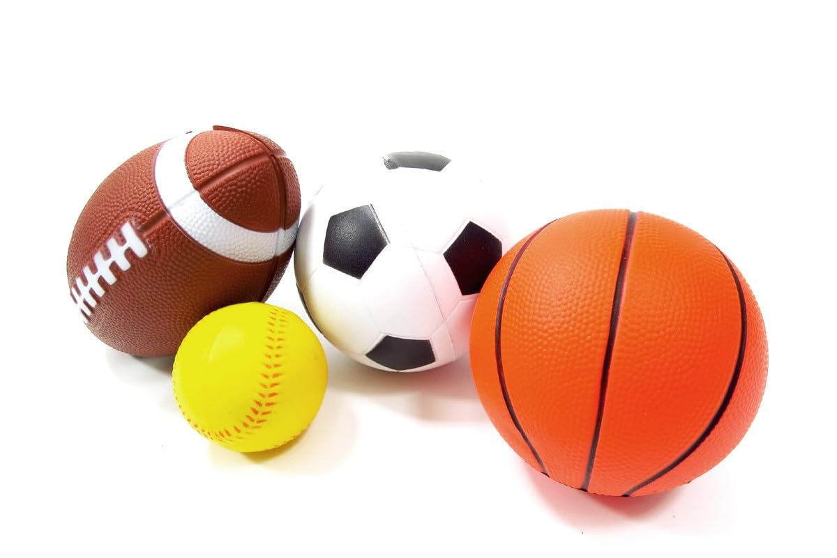 Set of 4 Sports Balls for Kids: Soccer, Basketball, Football, and Baseball