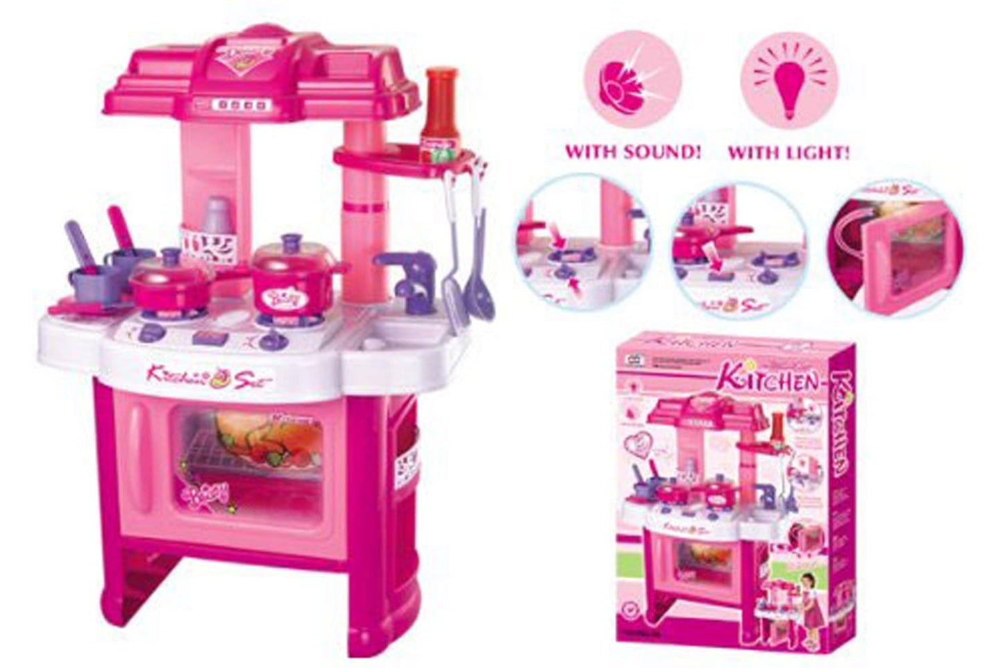 24 in Deluxe Beauty Kitchen Appliance Play Set with Lights and Sound for Kids