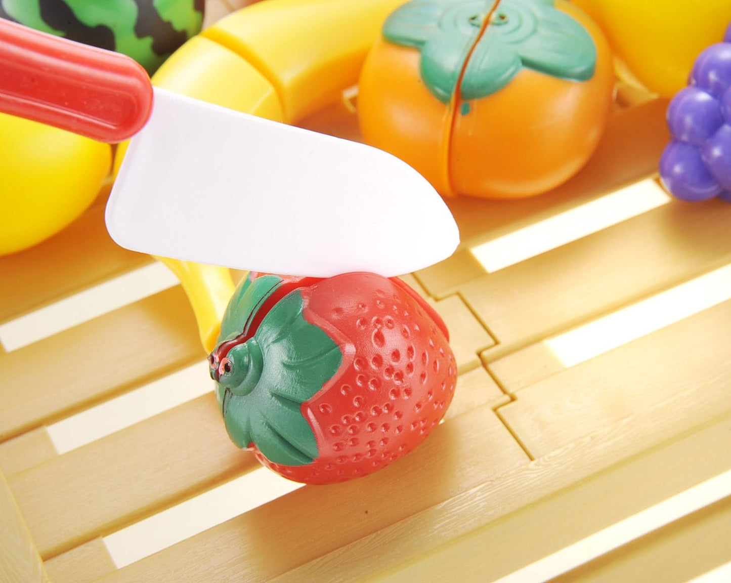 Kids Kitchen Cutting Fruits Playset - Pretend Food Crate with Utensils