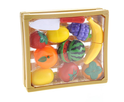 Kids Kitchen Cutting Fruits Playset - Pretend Food Crate with Utensils