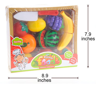 Kids Kitchen Cutting Fruits Playset - Pretend Food Crate with Utensils