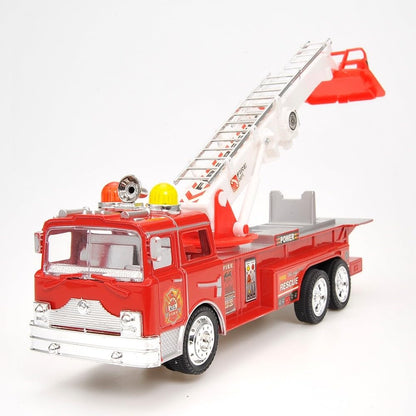 Dusky Shark 12 in Rescue Fire Truck Toy with Extending Ladder, Lights & Siren Sounds for Kids