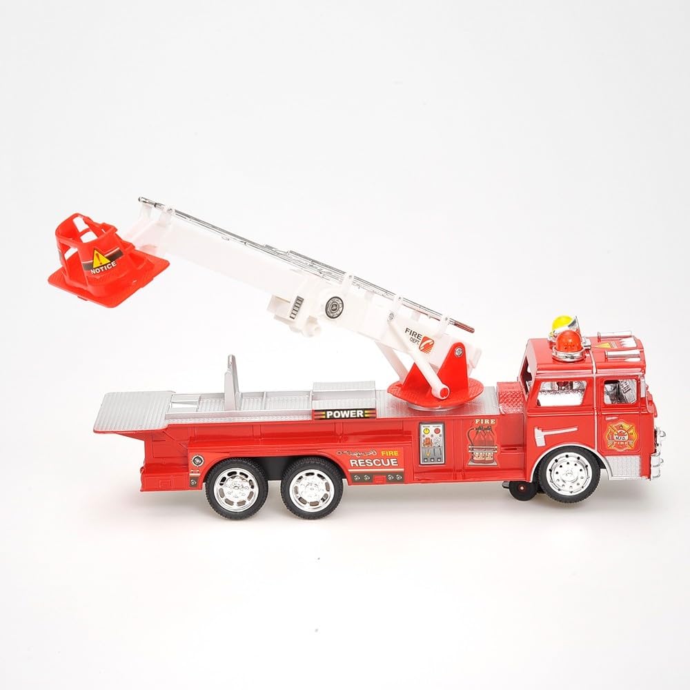 Dusky Shark 12 in Rescue Fire Truck Toy with Extending Ladder, Lights & Siren Sounds for Kids